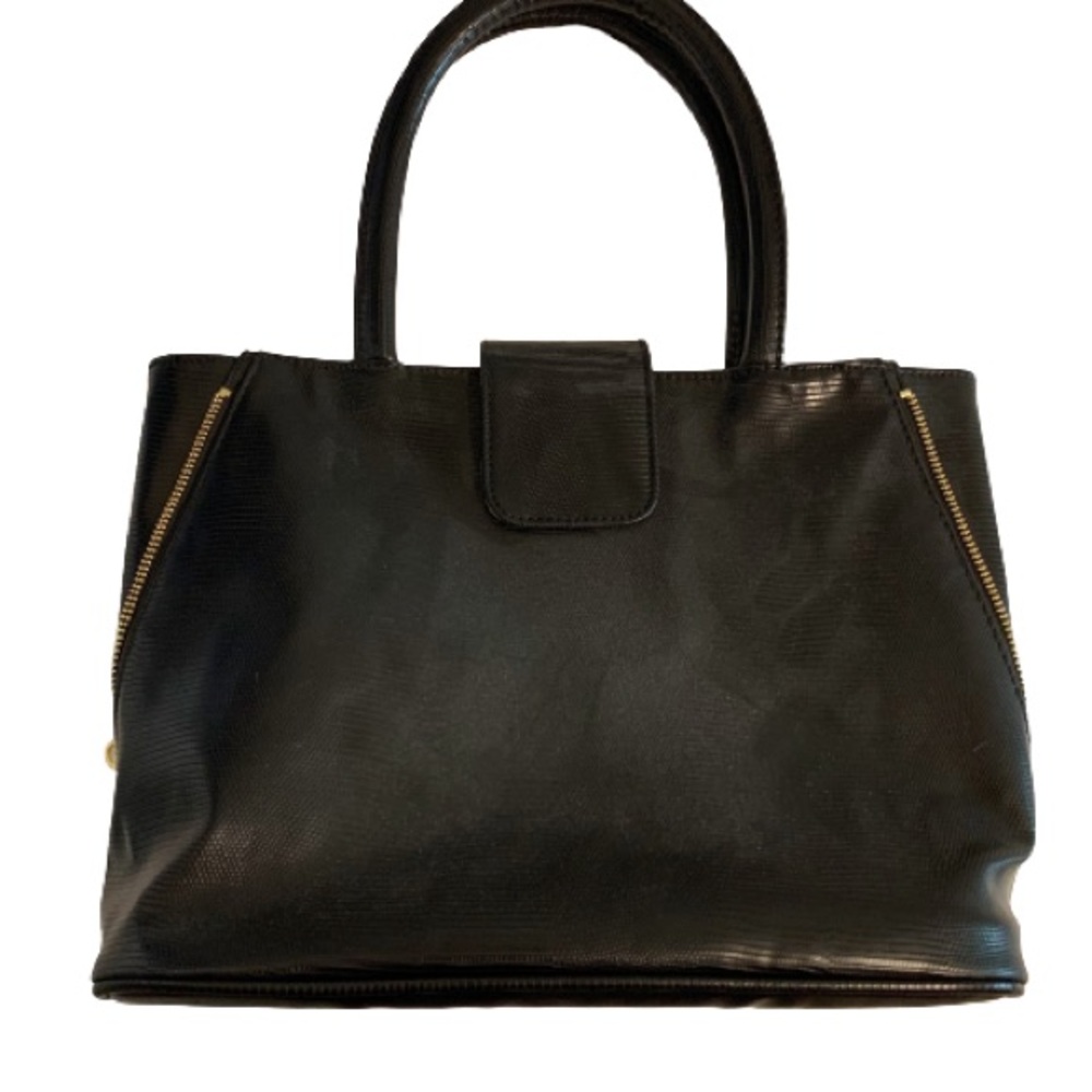 Vegan Leather Tote Bag Purse Gehr Ness Laila Black Tan Reversible New
